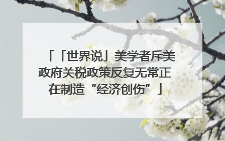 「世界说」美学者斥美政府关税政策反复无常正在制造“经济创伤”
