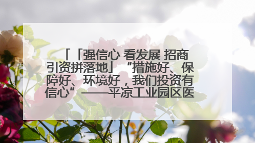 「强信心 看发展 招商引资拼落地」“措施好、保障好、环境好，我们投资有信心”——平凉工业园区医药原料绿色制造项目见闻