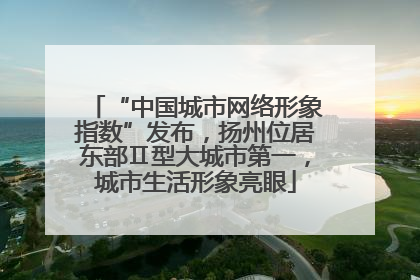 “中国城市网络形象指数”发布，扬州位居东部Ⅱ型大城市第一，城市生活形象亮眼