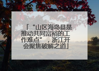 “山区海岛县是推动共同富裕的工作难点”，浙江开会聚焦破解之道