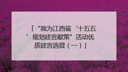 “我为江西省‘十五五’规划建言献策”活动优质建言选登（一）