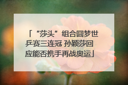 “莎头”组合圆梦世乒赛三连冠 孙颖莎回应能否携手再战奥运