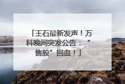 王石最新发声！万科晚间突发公告：“售股”回血！