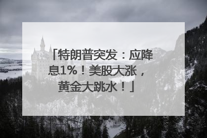 特朗普突发：应降息1%！美股大涨，黄金大跳水！
