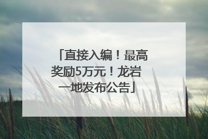 直接入编！最高奖励5万元！龙岩一地发布公告