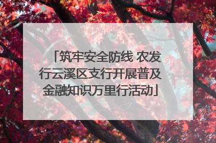 筑牢安全防线 农发行云溪区支行开展普及金融知识万里行活动