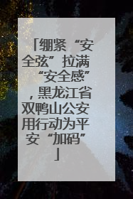绷紧“安全弦”拉满“安全感”，黑龙江省双鸭山公安用行动为平安“加码”