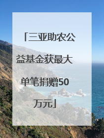 三亚助农公益基金获最大单笔捐赠50万元