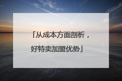 从成本方面剖析，好特卖加盟优势
