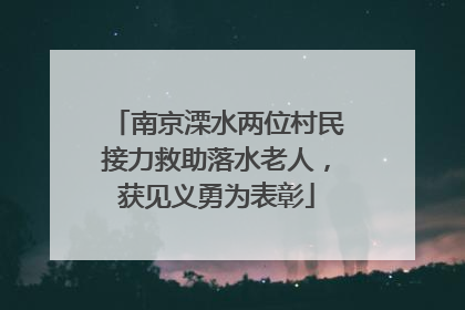 南京溧水两位村民接力救助落水老人，获见义勇为表彰