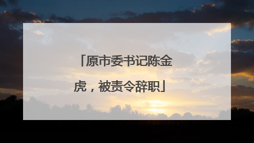 原市委书记陈金虎，被责令辞职