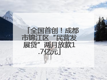 全国首创！成都市锦江区“民营发展贷”两月放款1.7亿元
