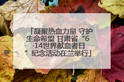 凝聚热血力量 守护生命希望 甘肃省“6 ·14世界献血者日”纪念活动在兰举行