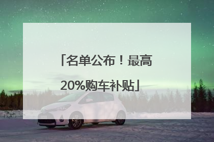 名单公布！最高20%购车补贴