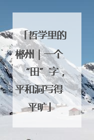 哲学里的郴州｜一个“田”字，平和洞写得平旷