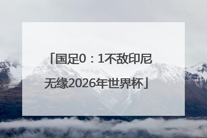 国足0：1不敌印尼 无缘2026年世界杯