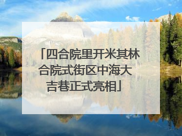 四合院里开米其林 合院式街区中海大吉巷正式亮相
