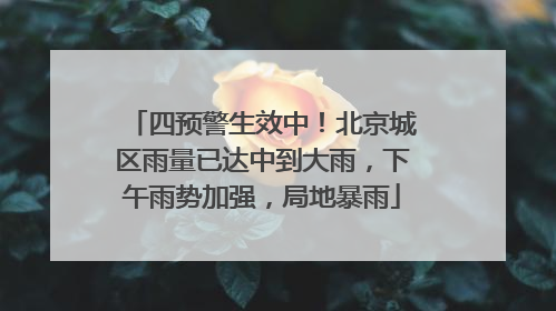四预警生效中！北京城区雨量已达中到大雨，下午雨势加强，局地暴雨