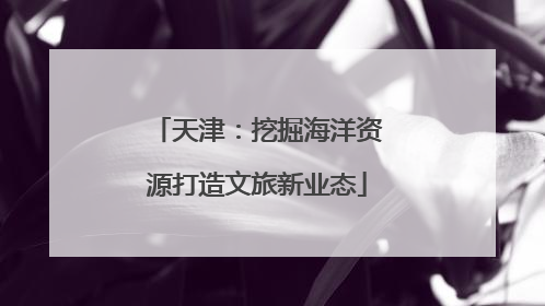 天津：挖掘海洋资源打造文旅新业态