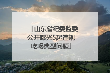 山东省纪委监委公开曝光5起违规吃喝典型问题