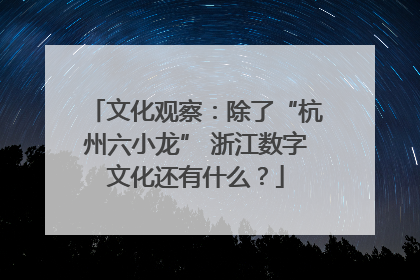 文化观察：除了“杭州六小龙” 浙江数字文化还有什么？