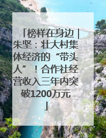 榜样在身边｜朱坚：壮大村集体经济的“带头人”！合作社经营收入三年内突破1200万元