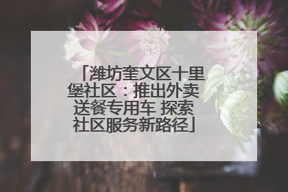 潍坊奎文区十里堡社区：推出外卖送餐专用车 探索社区服务新路径