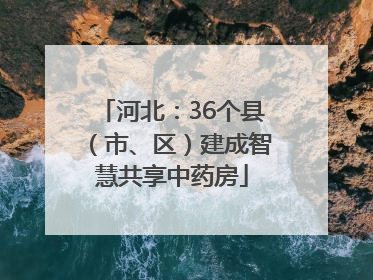 河北：36个县（市、区）建成智慧共享中药房