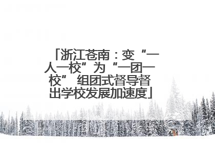 浙江苍南：变“一人一校”为“一团一校” 组团式督导督出学校发展加速度