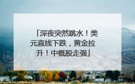 深夜突然跳水！美元直线下跌，黄金拉升！中概股走强