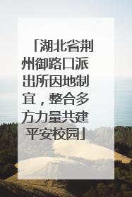 湖北省荆州御路口派出所因地制宜，整合多方力量共建平安校园
