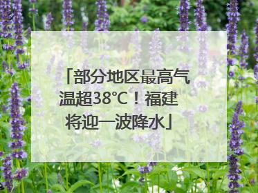 部分地区最高气温超38℃！福建将迎一波降水