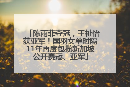 陈雨菲夺冠，王祉怡获亚军！国羽女单时隔11年再度包揽新加坡公开赛冠、亚军