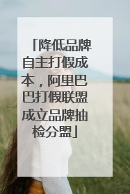 降低品牌自主打假成本，阿里巴巴打假联盟成立品牌抽检分盟