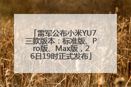 雷军公布小米YU7三款版本：标准版、Pro版、Max版，26日19时正式发布
