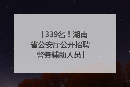 339名！湖南省公安厅公开招聘警务辅助人员