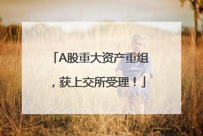 A股重大资产重组，获上交所受理！